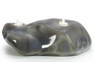 Polished Banded Agate Candle Holder - Madagascar #355281