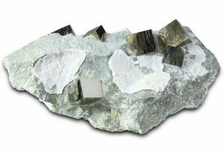 Spectacular Natural Pyrite Cube Cluster in Rock - Navajun, Spain #361779