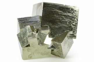 Shiny, Natural Pyrite Cube Cluster - Navajun, Spain #361939