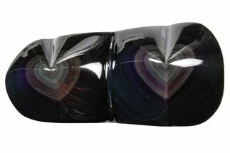 Polished Rainbow Obsidian Double Heart - Mexico #362214