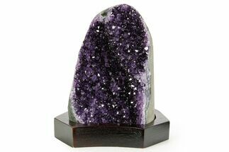 Deep Purple Amethyst Geode With Wood Base - Uruguay #364441