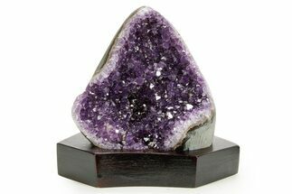 Deep Purple Amethyst Geode With Wood Base - Uruguay #364442