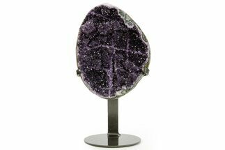 Deep-Purple Amethyst Geode With Metal Stand - Uruguay #364444