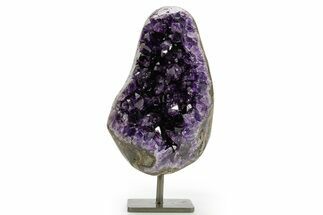 Dark Purple Amethyst Geode On Metal Stand - Uruguay #364450