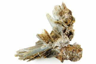 Sharp Bladed Blue Barite Cluster with Limonite - Morocco #365655