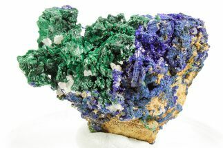 Cerussite and Sparkling Azurite on Green Malachite - Congo #366037