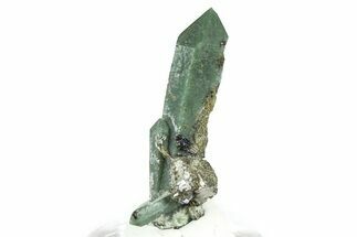 Green Hedenbergite Included Quartz Crystals - Mongolia #366504