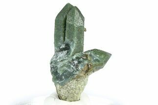 Green Hedenbergite Included Quartz Crystals - Mongolia #366509