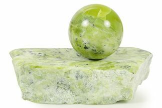 Polished Noble Serpentine Sphere with Base - Washington #367371