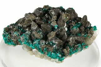 Scalenohedral Calcite Crystals with Green Dioptase - Congo #368198