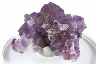 Rich Purple Octahedral Fluorite Crystals w/ Druzy Quartz - Arizona #368343