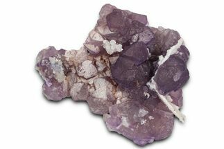 Rich Purple Octahedral Fluorite Crystals w/ Druzy Quartz - Arizona #368376
