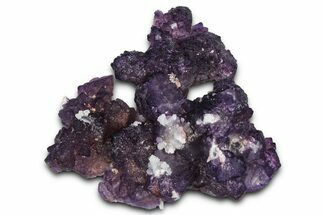 Rich Purple Octahedral Fluorite Crystals w/ Druzy Quartz - Arizona #368383