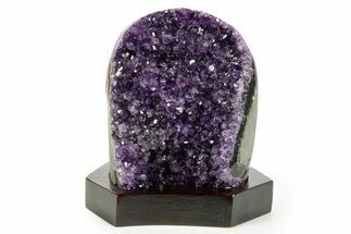 Deep Purple Amethyst Geode With Wood Base - Uruguay #368340