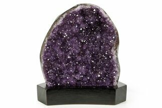 Deep Purple Amethyst Geode With Wood Base - Uruguay #368341