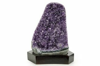 Deep Purple Amethyst Geode With Wood Base - Uruguay #368342