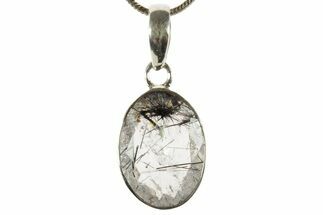 Faceted Tourmalinated Quartz Pendant - Sterling Silver #369884
