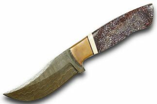Knife with Fossil Dinosaur Gembone & Mammoth Tusk Inlays #370847