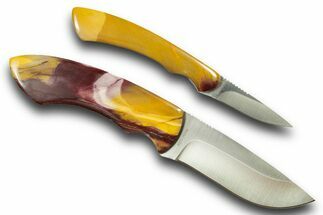 Pocket Knife Pair with Mookaite Jasper Inlays and Sheath #370852