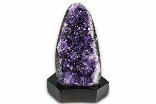 Deep Purple Amethyst Geode With Wood Base - Uruguay #368333