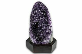 Deep Purple Amethyst Geode With Wood Base - Uruguay #368335