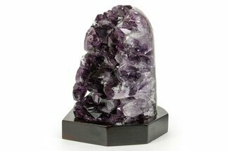 Deep Purple Amethyst Geode With Wood Base - Uruguay #371640