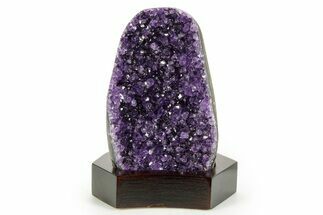 Deep Purple Amethyst Geode With Wood Base - Uruguay #371642