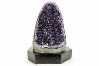 Deep Purple Amethyst Geode With Wood Base - Uruguay #371774
