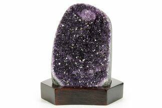 Deep Purple Amethyst Geode With Wood Base - Uruguay #371775
