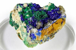 Cerussite and Sparkling Azurite on Green Malachite - Congo #372239
