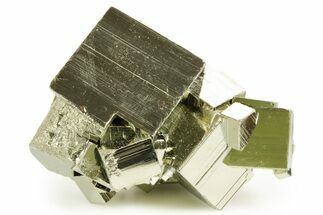 Gleaming Striated Cubic Pyrite Cluster - Peru #372793