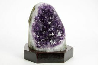 Deep Purple Amethyst Geode With Wood Base - Uruguay #373110