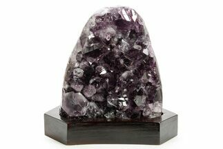 Deep Purple Amethyst Geode With Wood Base - Uruguay #373112