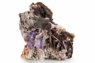 Purple Cubic Fluorite Crystals on Barite - Mexico #374323