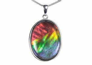 Stunning Ammolite Oval Pendant - Sterling Silver #376221