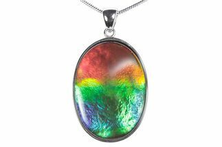 Stunning Ammolite Oval Pendant - Sterling Silver #376223