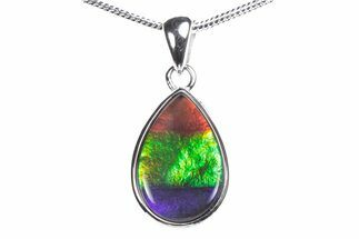 Stunning Ammolite Tear Drop Pendant - Sterling Silver #376227