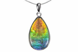 Stunning Ammolite Tear Drop Pendant - Sterling Silver #376232