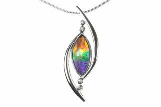 Stunning Ammolite Faceted Marquise Pendant - Sterling Silver #376238