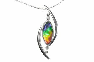 Stunning Ammolite Faceted Marquise Pendant - Sterling Silver #376240