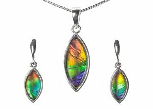 Stunning Ammolite Faceted Marquise Pendant/Earrings Set #376245