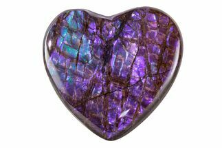Flashy Ammolite (Fossil Ammonite Shell) Heart - Blues & Purples #378521