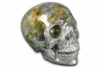 Realistic, Carved Gray Quartz Crystal Skull #378680