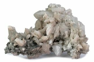 Scalenohedral Calcite Crystals on Quartz Cluster - Mexico #377376