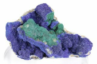 Sparkling Blue Azurite & Malachite on Smithsonite - Congo #380006