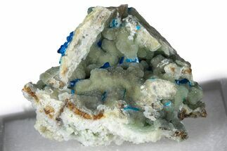 Vibrant Blue Veszelyite Crystals on Hemimorphite - China #380450