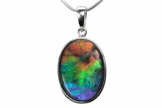 Stunning Ammolite Oval Pendant - Sterling Silver #380700