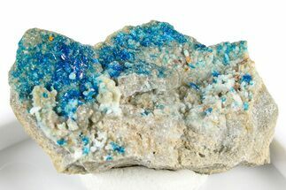 Vibrant Blue Veszelyite Crystals on Hemimorphite - China #381301