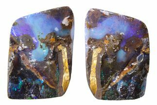 Blue Boulder Opal Split Pair - Queensland, Australia #381707