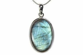 Brilliant Blue Labradorite Pendant (Necklace) - Sterling Silver #382461